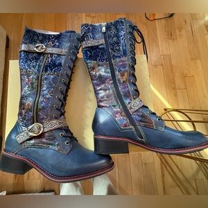Spring Step Multicolor Lace-Up Boots Vaneyck tall blue western boots